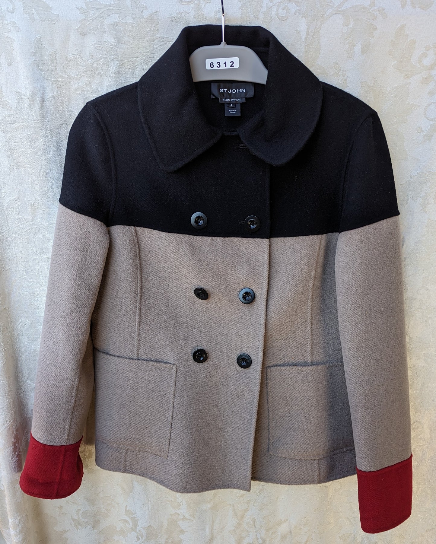 St. John Ladies Cashmere Wool Blend Color Block Jacket Size 4