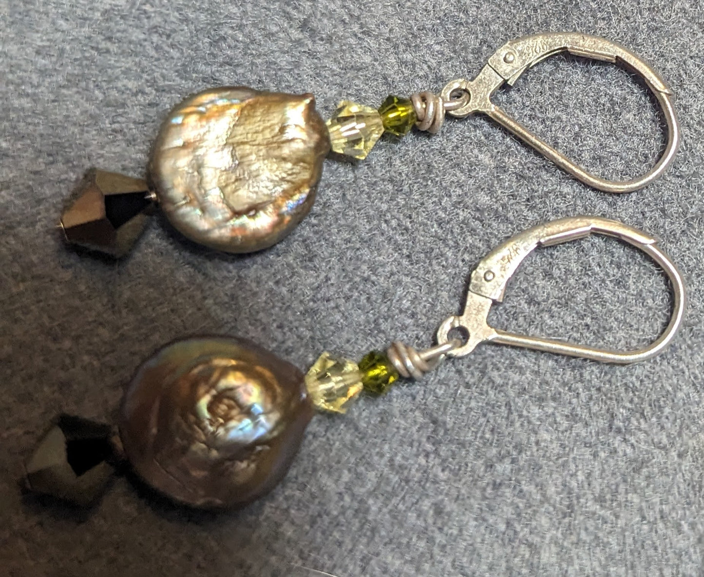 Mother of Pearl Dangle French Wire Earrings Sterling Silver