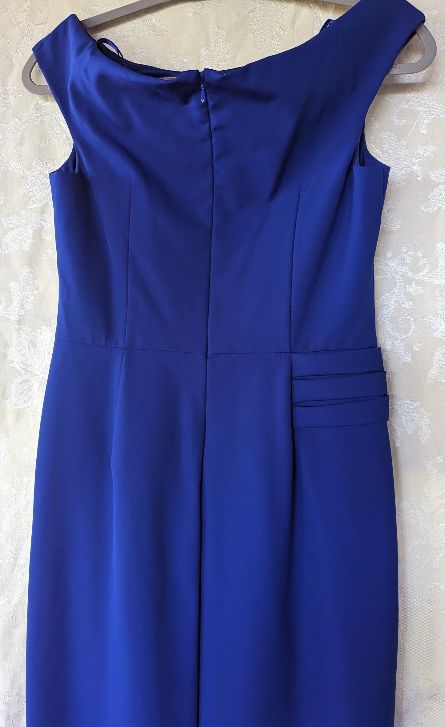 Eliza J Off Shoulder Draped Long Gown Dress Royal Blue Size 8 Gently Pre-owned